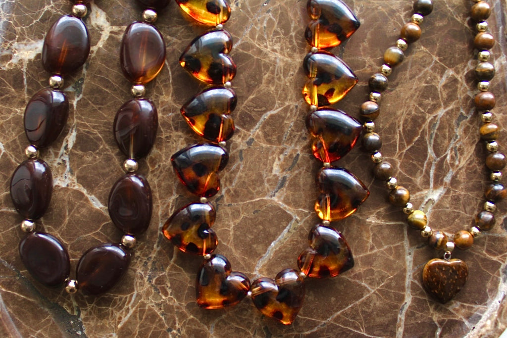 Kralen Ketting ‘Amber Hearts’