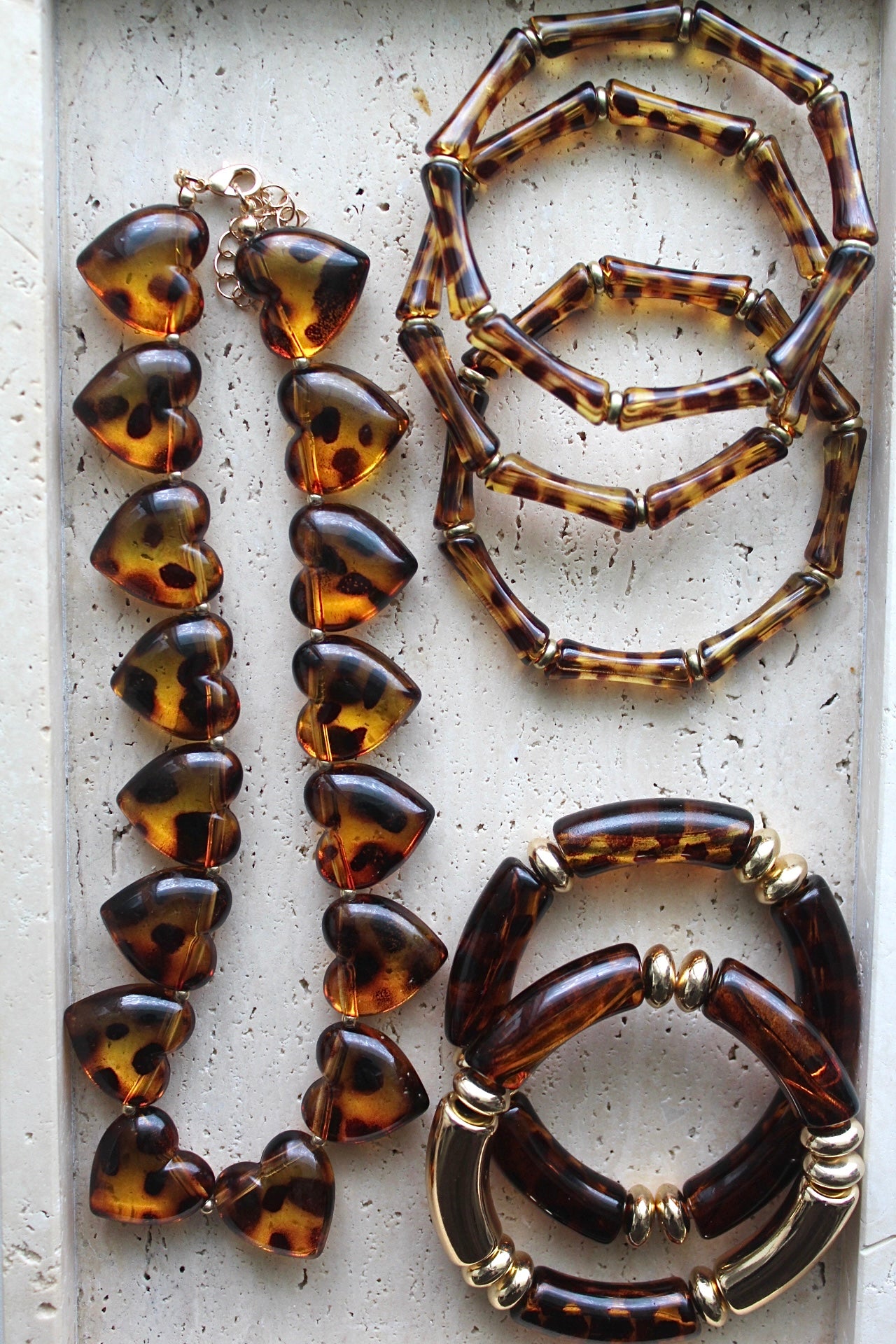 Kralen Ketting ‘Amber Hearts’